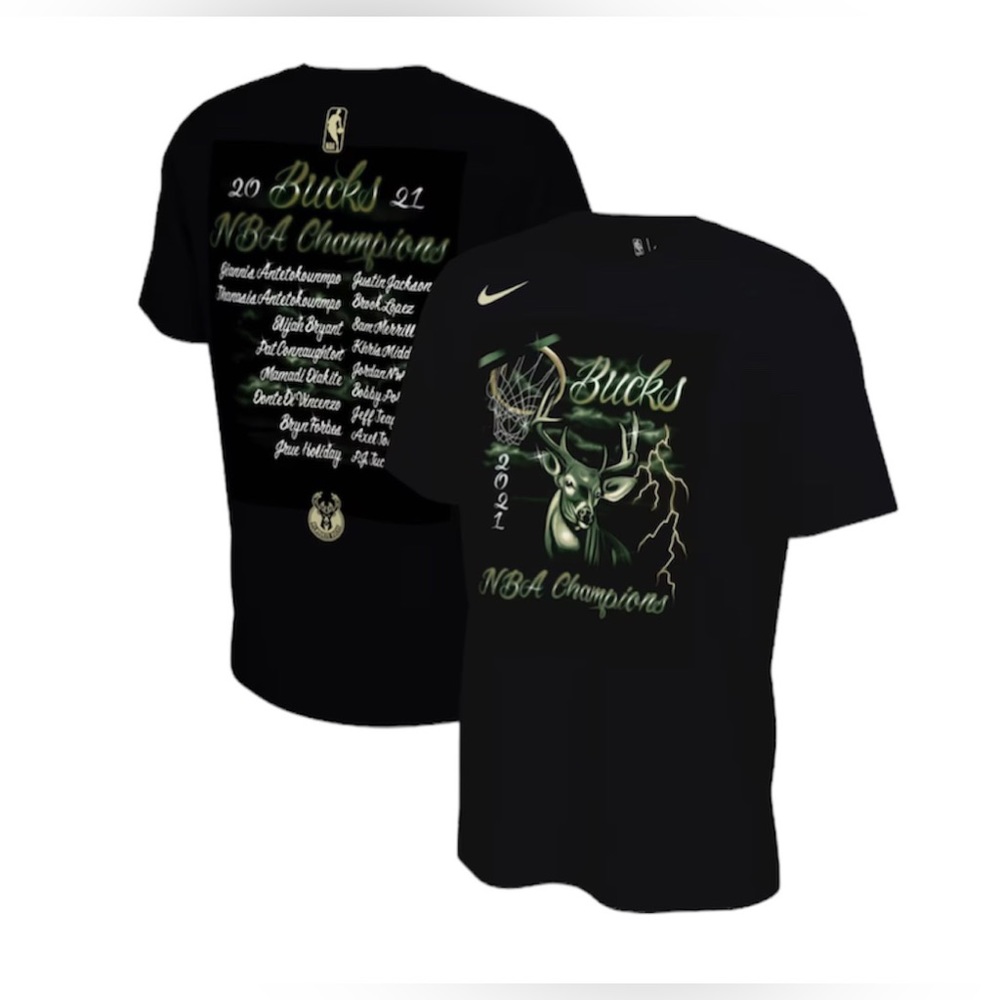 Nike Milwaukee Bucks Nike 2021 NBA Finals Champions Celebration Roster T-Shirt